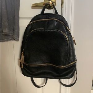 Black Faux Leather Backpack